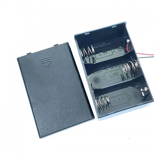 4.5V Plastic 3 x D Cell Battery Box Case Holder With Slide Cover & On/Off Switch