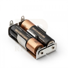 Aluminum 2 AA Battery Holder with Solder Lug in Series