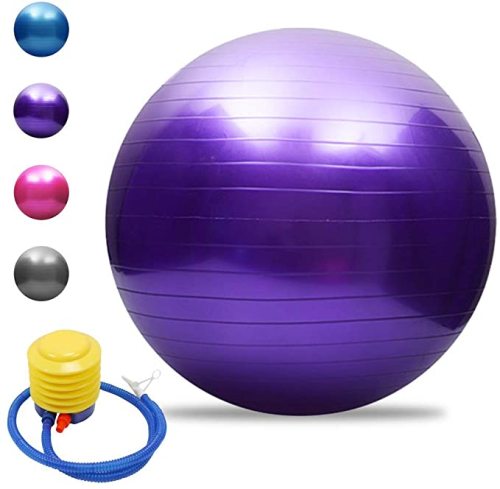 Gym Ball with Quick Foot Pump, Birthing Ball Anti-Burst &amp; Extra Thick for Yoga, Pilates, Fitness, Pregnancy &amp; Labour