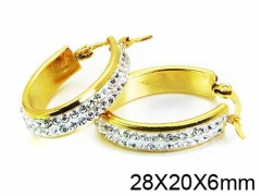 HY Stainless Steel 316L Crystal Hoop Earrings-HY58E0992MA