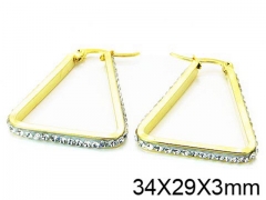 HY Stainless Steel 316L Crystal Hoop Earrings-HY58E0928KL