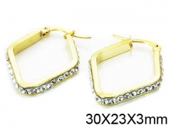 HY Stainless Steel 316L Crystal Hoop Earrings-HY58E0931KF