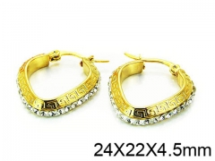 HY Stainless Steel 316L Crystal Hoop Earrings-HY58E0749NT