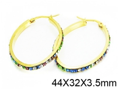 HY Stainless Steel 316L Crystal Hoop Earrings-HY58E1084MV