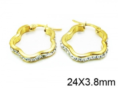 HY Stainless Steel 316L Crystal Hoop Earrings-HY58E0550LQ