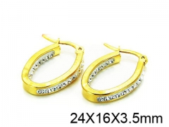 HY Stainless Steel 316L Crystal Hoop Earrings-HY58E0746MS