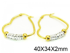 HY Stainless Steel 316L Crystal Hoop Earrings-HY64E0197MC