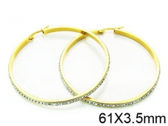 HY Stainless Steel 316L Crystal Hoop Earrings-HY58E0619OE