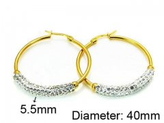 HY Stainless Steel 316L Crystal Hoop Earrings-HY58E0634N5