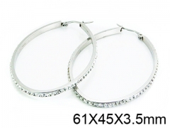 HY Stainless Steel 316L Crystal Hoop Earrings-HY58E1078ME