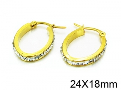 HY Stainless Steel 316L Crystal Hoop Earrings-HY58E0530LW