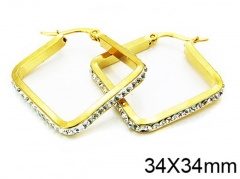 HY Stainless Steel 316L Crystal Hoop Earrings-HY58E0540ME