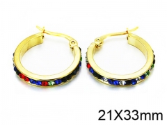 HY Stainless Steel 316L Crystal Hoop Earrings-HY58E0538KA