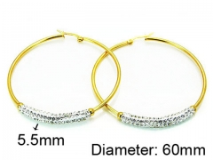 HY Stainless Steel 316L Crystal Hoop Earrings-HY58E0632OG