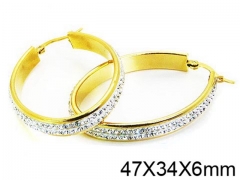 HY Stainless Steel 316L Crystal Hoop Earrings-HY58E0990OW