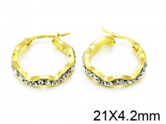 HY Stainless Steel 316L Crystal Hoop Earrings-HY58E0546LQ