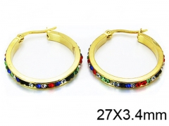 HY Stainless Steel 316L Crystal Hoop Earrings-HY58E0539LS