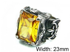 HY Stainless Steel 316L Men Big-Crystal Rings-HY31R0002HLZ