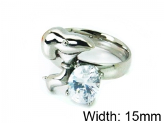 HY Stainless Steel 316L Lady Big-Crystal Rings-HY30R0601LW