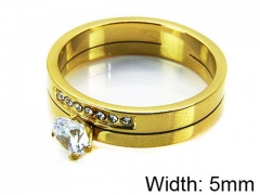 HY Stainless Steel 316L Lady Big-Crystal Rings-HY14R0269PL