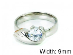 HY Stainless Steel 316L Lady Big-Crystal Rings-HY30R0627LX