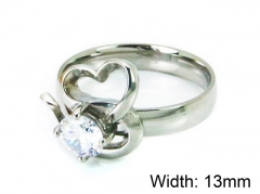 HY Stainless Steel 316L Lady Big-Crystal Rings-HY30R0634LW