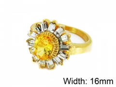 HY Stainless Steel 316L Lady Big-Crystal Rings-HY45R0273HID