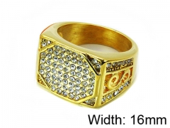 HY Stainless Steel 316L Men Small-Crystal Rings-HY15R1028HKO