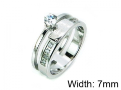 HY Stainless Steel 316L Lady Small-Crystal Rings-HY14R0492HAS