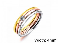 HY Wholesale Titanium Steel CZ/Stone Rings-HY0016R009