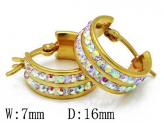 HY Stainless Steel 316L Crystal Hoop Earrings-HY06E1416P0