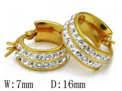 HY Stainless Steel 316L Crystal Hoop Earrings-HY06E1417P0