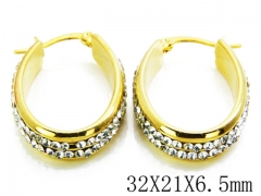 HY Stainless Steel 316L Crystal Hoop Earrings-HY70E0323OU