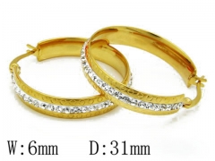 HY Stainless Steel 316L Crystal Hoop Earrings-HY06E1422P0