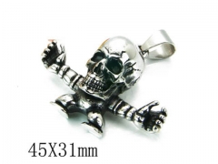 HY Stainless Steel 316L Skull Pendant-HYC27P1667HSS