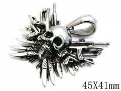 HY Stainless Steel 316L Skull Pendant-HYC27P1066HKZ