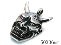 HY Stainless Steel 316L Skull Pendant-HYC27P1233HIZ