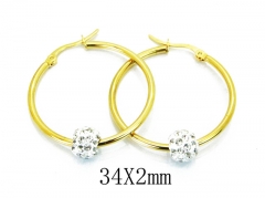 HY Stainless Steel 316L Crystal Hoop Earrings-HY08E0116JS