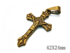 HY Stainless Steel 316L Cross Pendant-HYC70P0437KLR