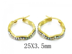 HY Stainless Steel 316L Crystal Hoop Earrings-HY58E1415KL