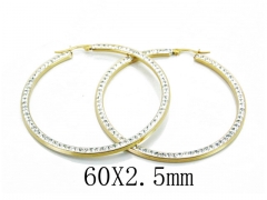 HY Stainless Steel 316L Crystal Hoop Earrings-HY58E1430OR