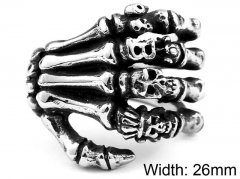 HY Wholesale 316L Stainless Steel Skull Rings-HY0012R196