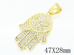 HY Wholesale Jewelry 316L Stainless Steel CZ Pendant-HY15P0489HMB