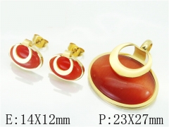 HY Wholesale Jewelry 316L Stainless Steel Earrings Necklace Jewelry Set-HY57S0006HIV