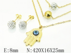 HY Wholesale Jewelry 316L Stainless Steel Earrings Necklace Jewelry Set-HY12S1154PS