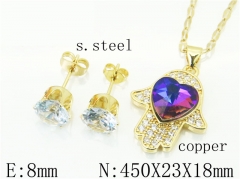 HY Wholesale Jewelry Earrings Copper Necklace Jewelry Set-HY65S0060OR
