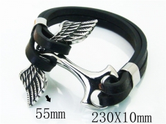 HY Wholesale Bracelets 316L Stainless Steel And Leather Jewelry Bracelets-HY23B0150HMD