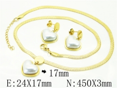 HY Wholesale Jewelry 316L Stainless Steel Earrings Necklace Jewelry Set-HY34S0031OLE