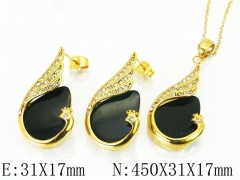 HY Wholesale Jewelry 316L Stainless Steel Earrings Necklace Jewelry Set-HY64S1300HMF