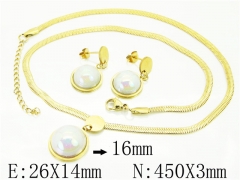 HY Wholesale Jewelry 316L Stainless Steel Earrings Necklace Jewelry Set-HY34S0030OLC